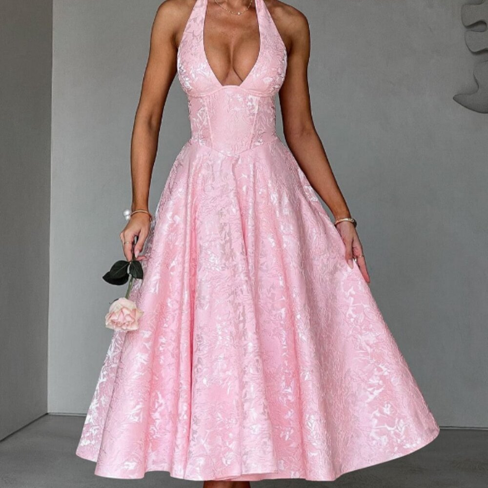 BABYBOO PINK EFFIE MIDI DRESS